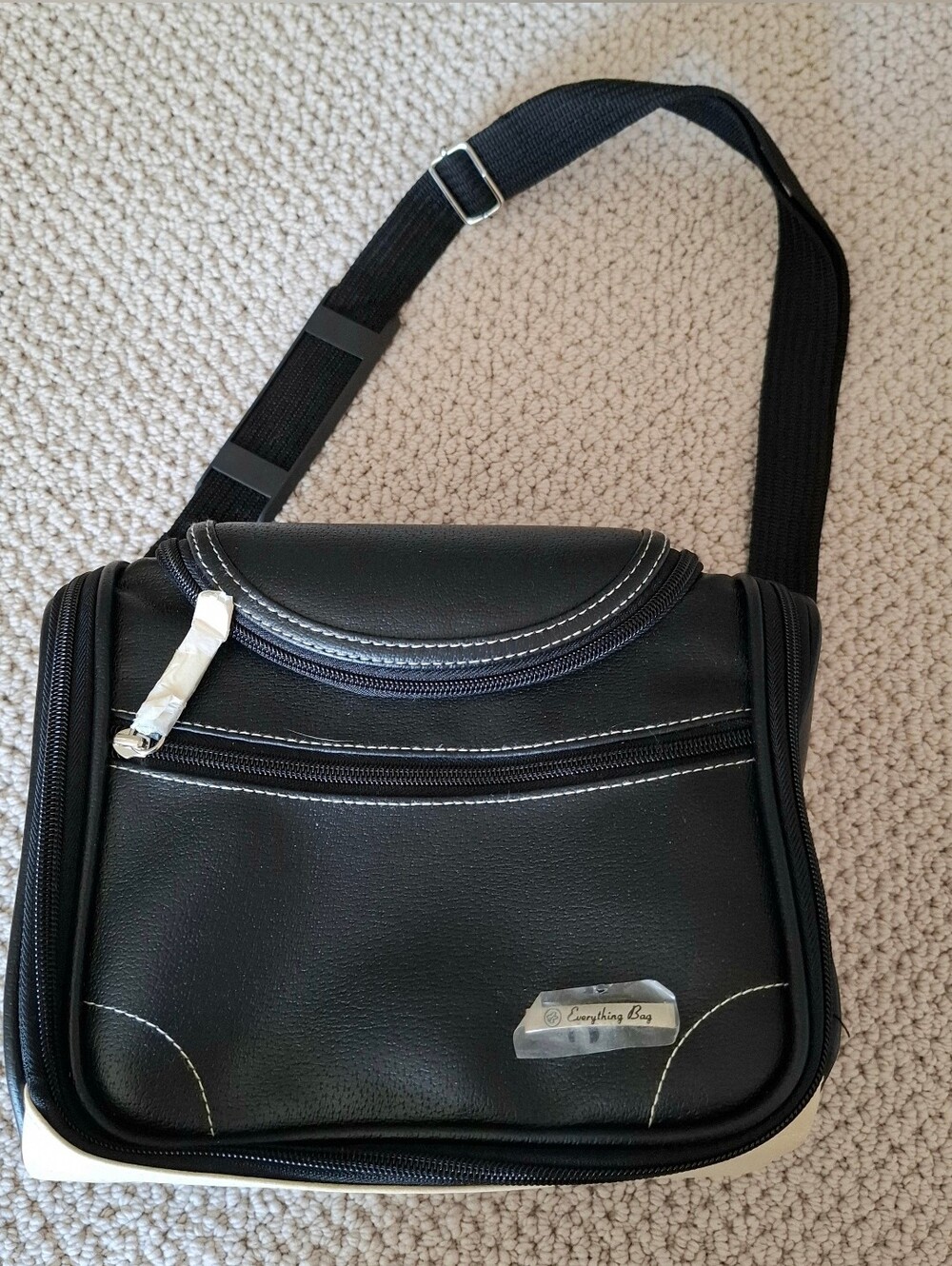 NEW Black Faux Leather Weekender Travel Eveeything Bag